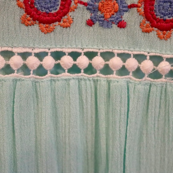 TRIXXI GIRL Hi-Lo Sleeveless Girls Mint Green Gauze Dress Embroidered. NWT - Picture 7 of 9